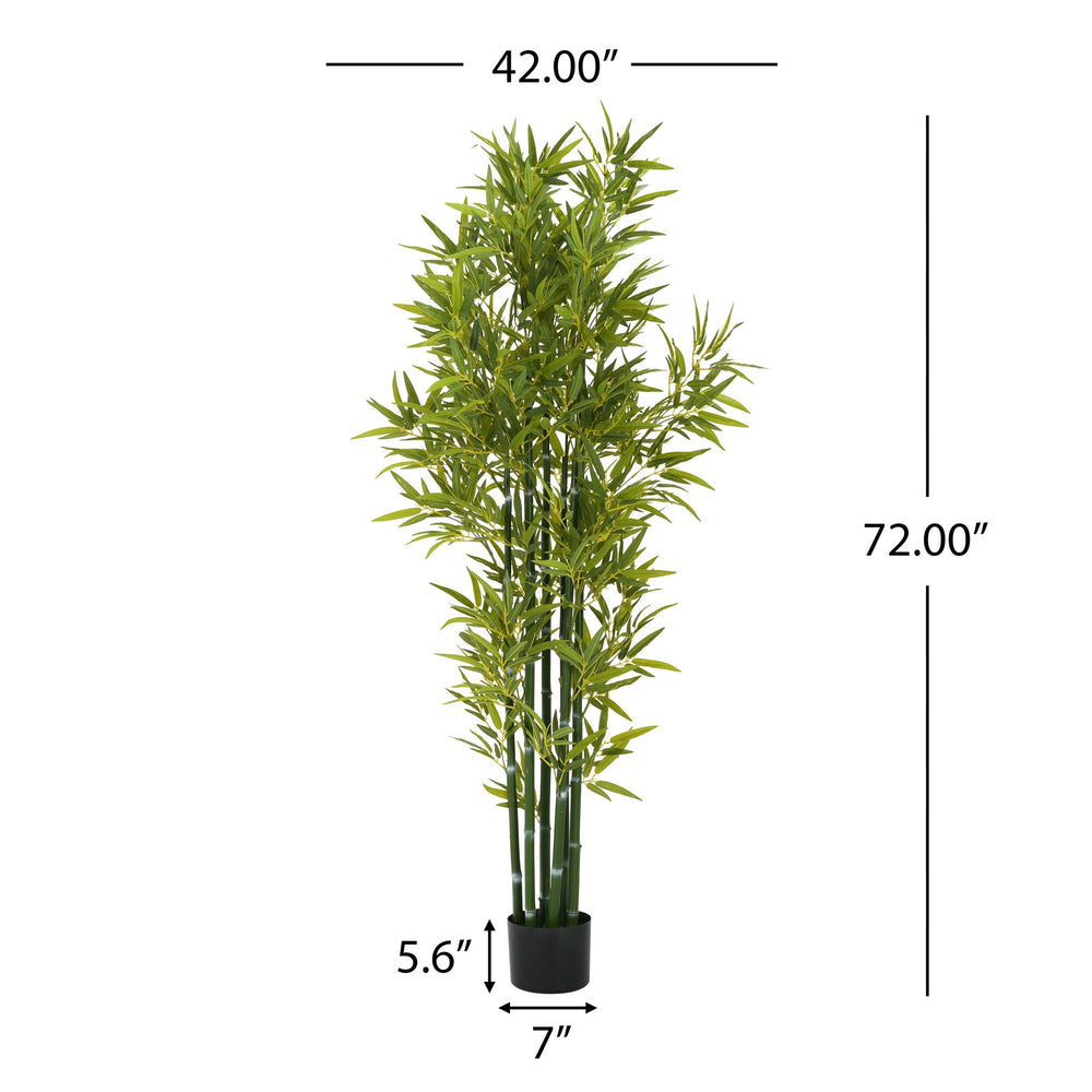 72' Artificial Bamboo with Black Plastic Pot, Set of 2 Media 7