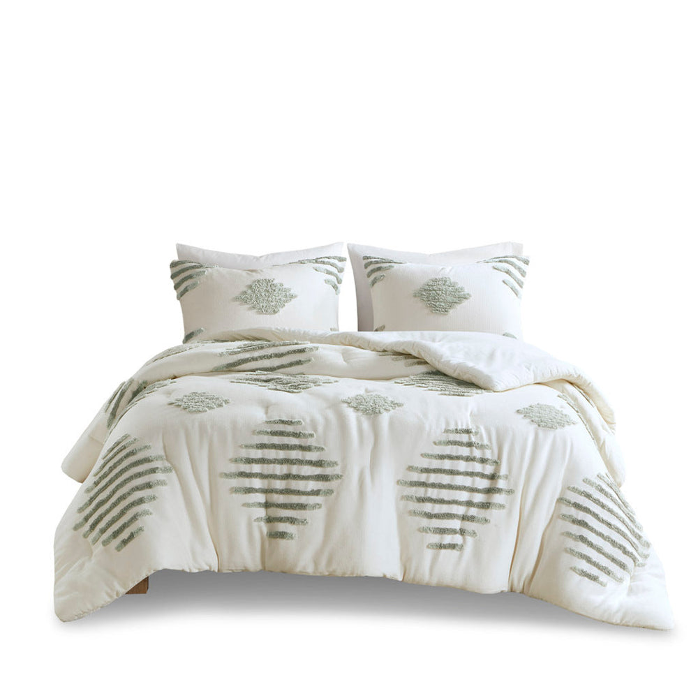 Full/Queen 3 Piece Cotton Blend Chenille Comforter Set Media 10