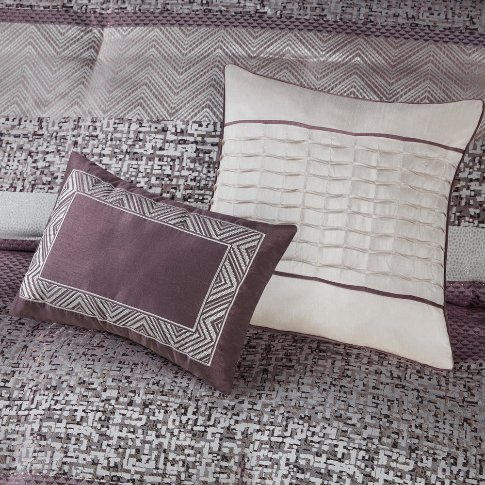 7 Piece Jacquard Comforter Set Purple Cal King Media 5