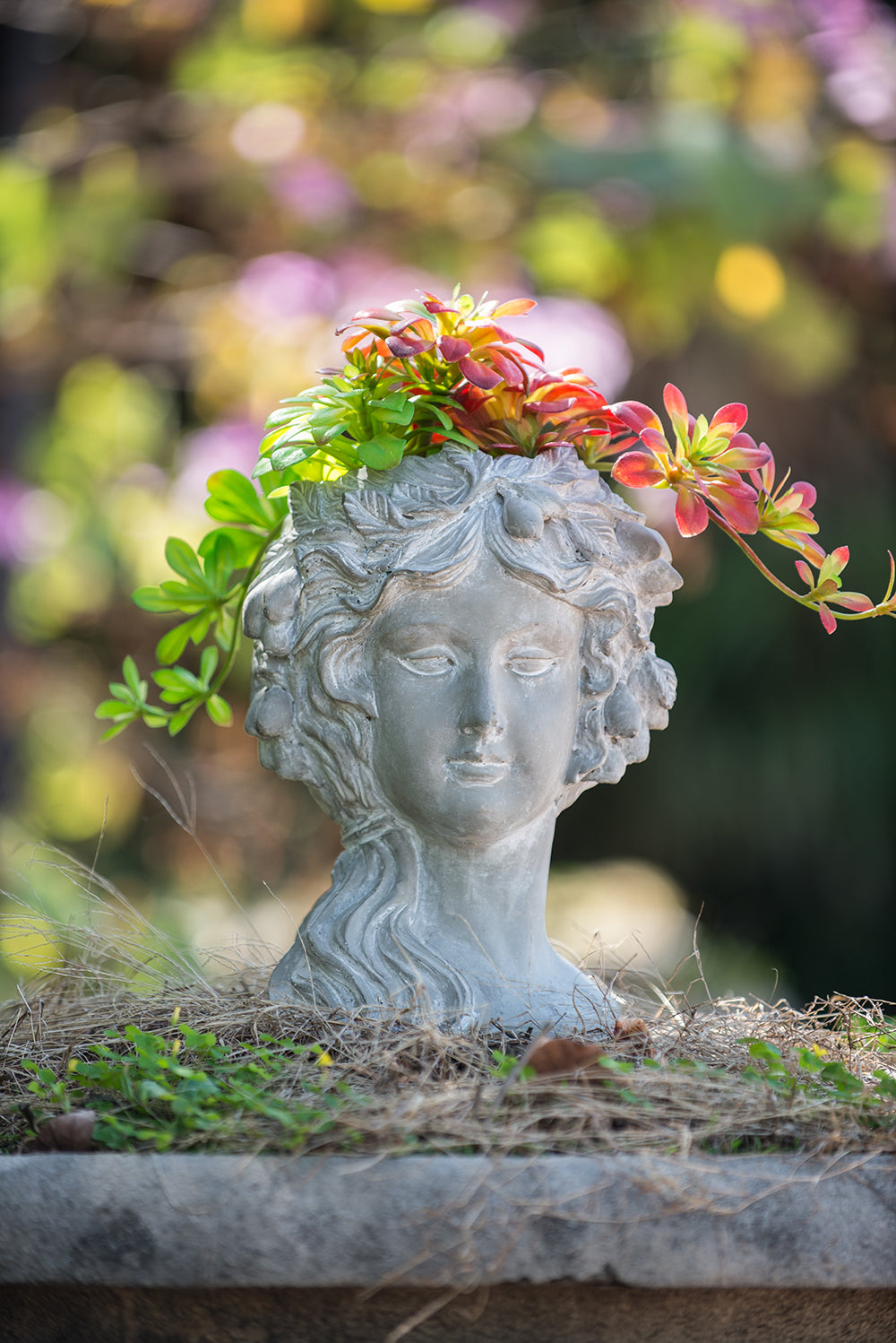 Cement Bust Wall Planter - Indoor Outdoor Home Garden Decor, 8' x 9' x 11.5' Media 9