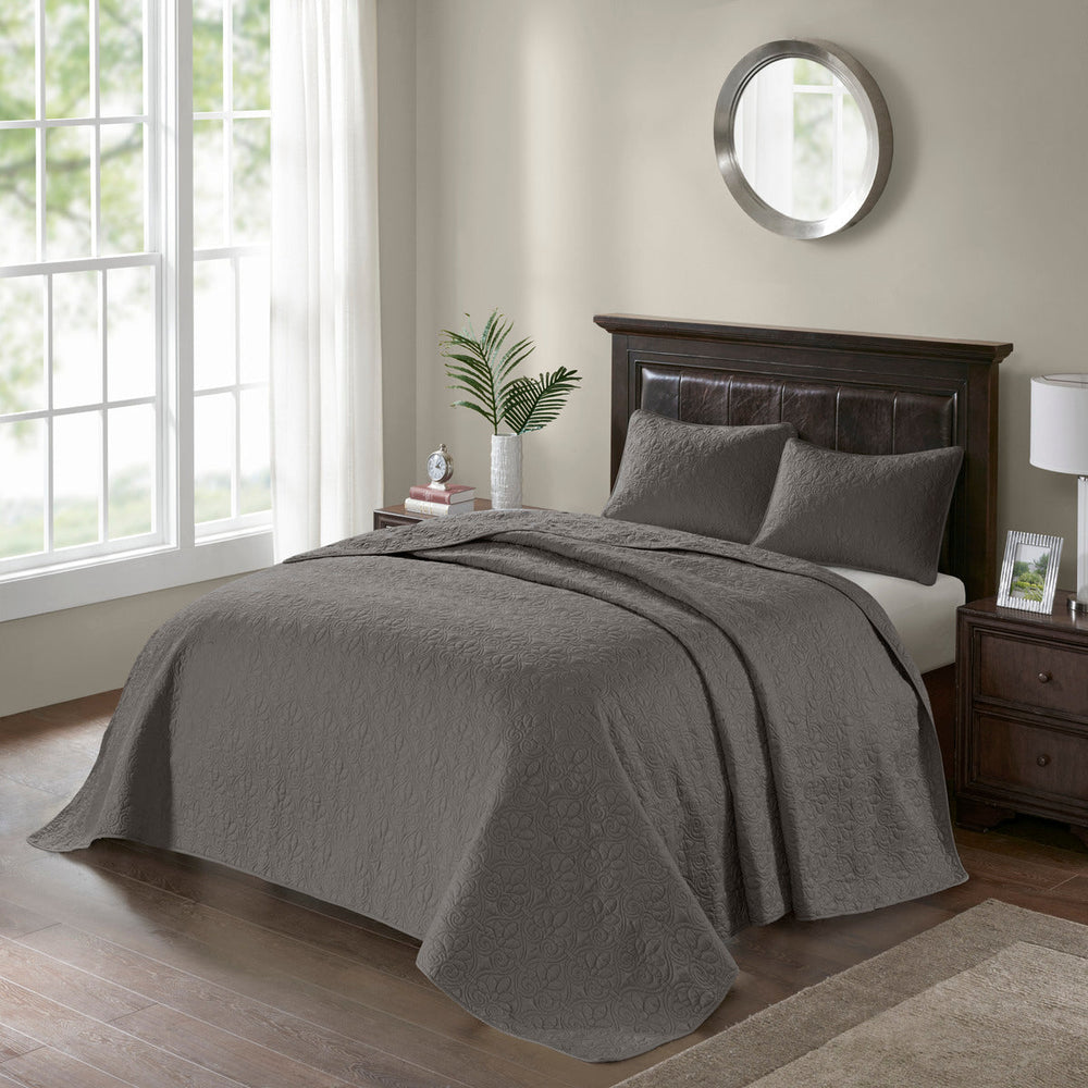 Reversible Bedspread Set Dark Grey Full Media 9