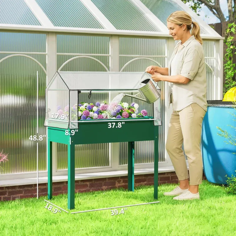 Modern Elevated Garden Box,Plant Bed Media 8