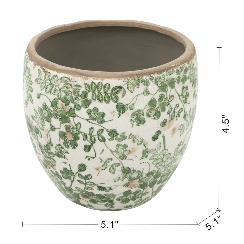 5.1x5.1x4.5' Ceramic Flower Vase with Floral Pattern, 4 Pack Media 8