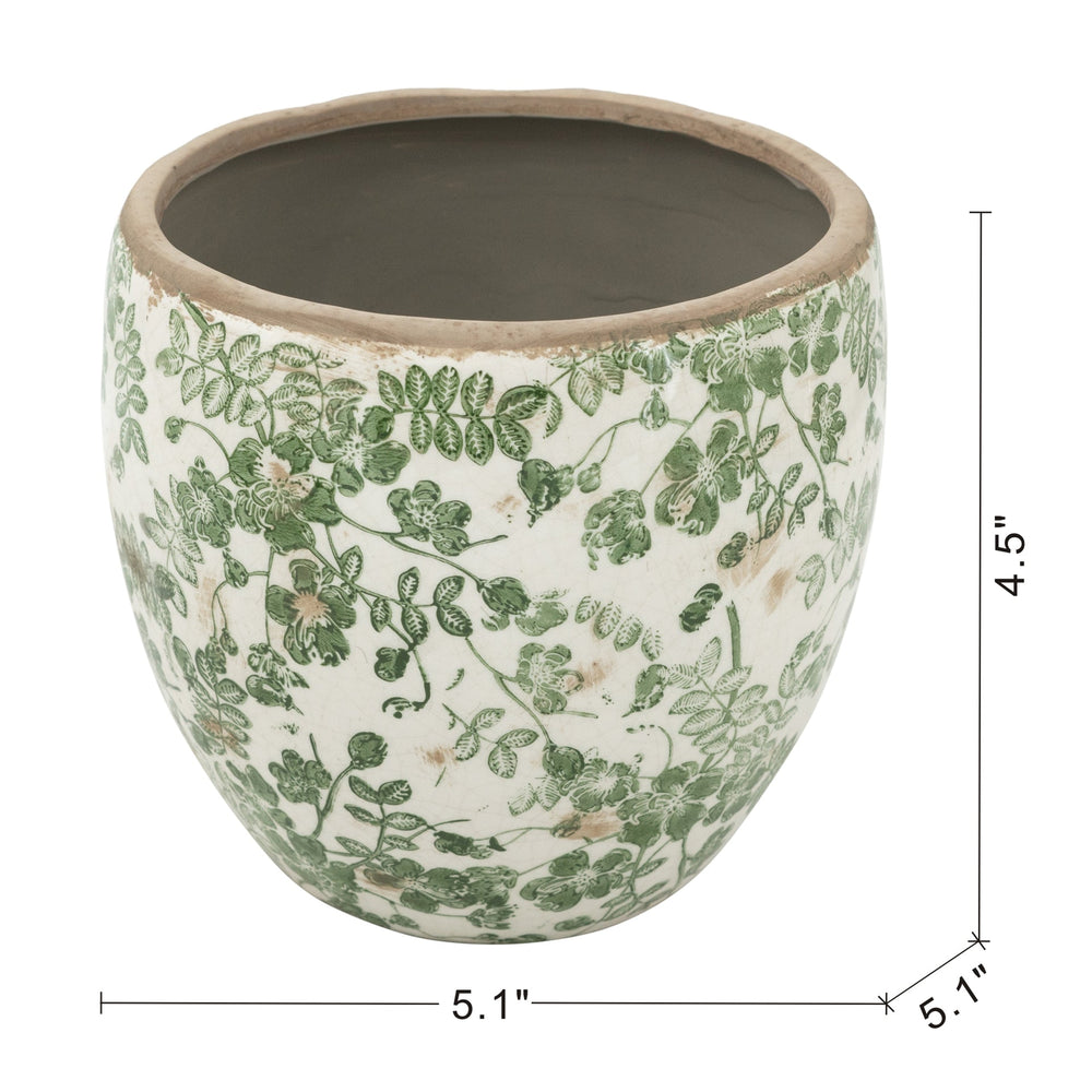 5.1x5.1x4.5' Ceramic Flower Vase with Floral Pattern, 4 Pack Media 8