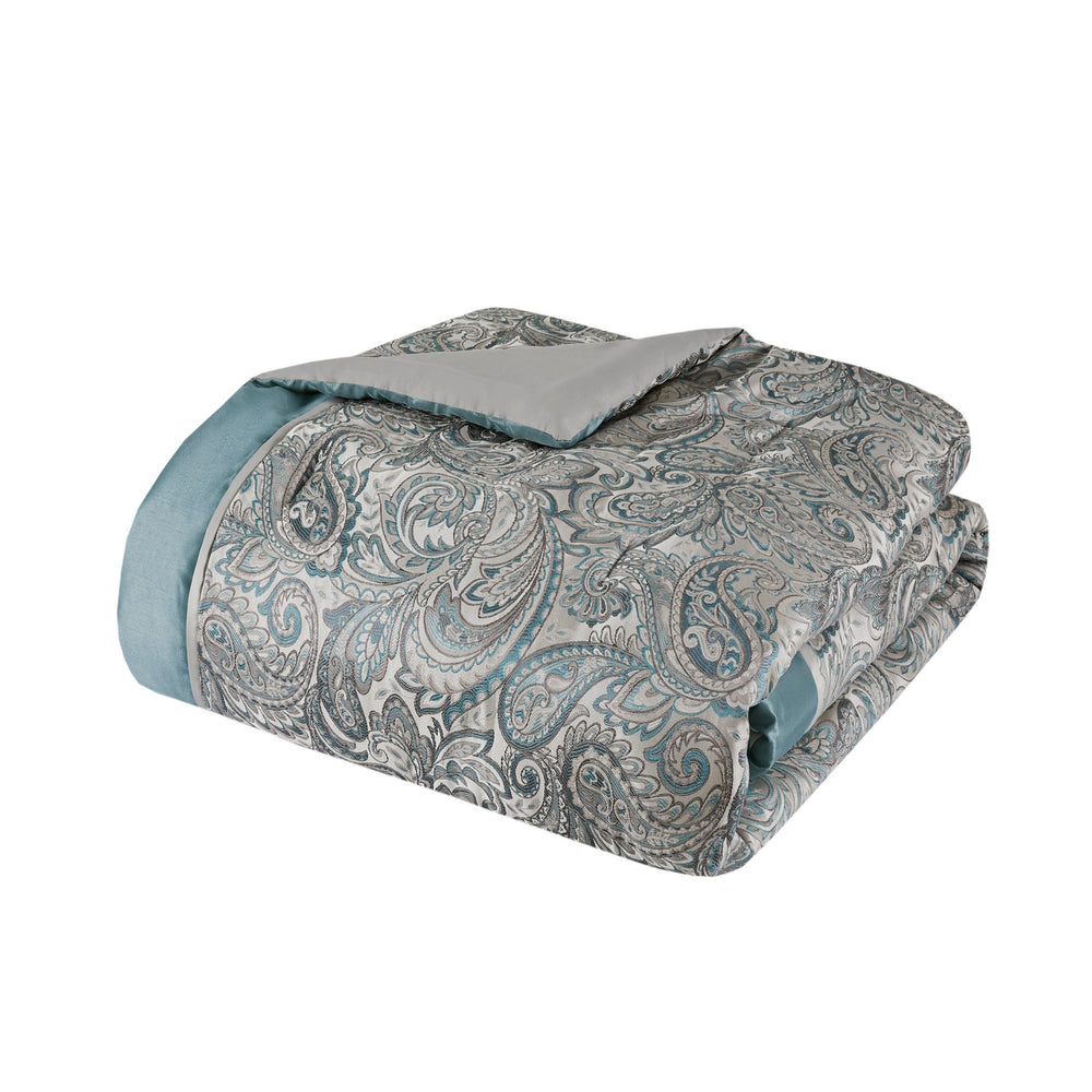 12 Piece Comforter Set with Cotton Bed Sheets Teal Cal King Media 3
