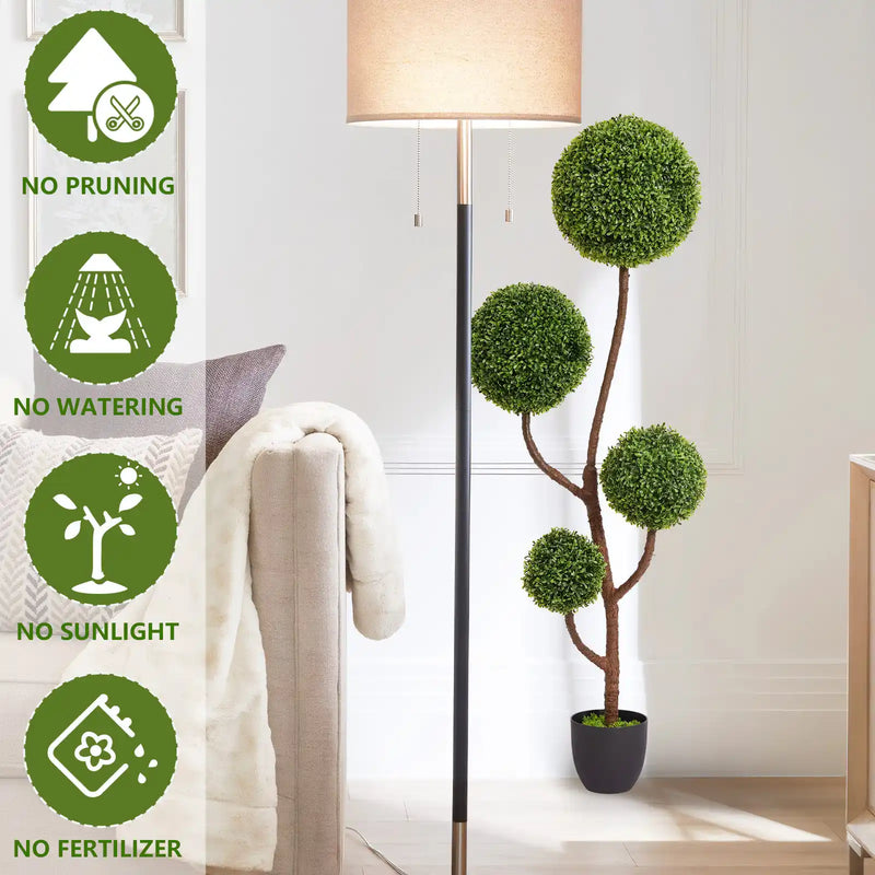 Artificial Boxwood Topiary Tree Triple Ball-Shaped Faux Plant Green Plastic 150cm