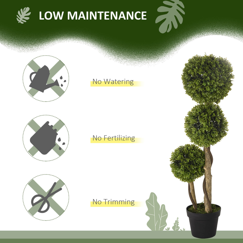Artificial Plant for Home Decor Indoor & Outdoor Fake Plants Artificial Tree in Pot, 3 Ball Boxwood Topiary Tree for Home Office, Living Room Decor, Light Green Media 4