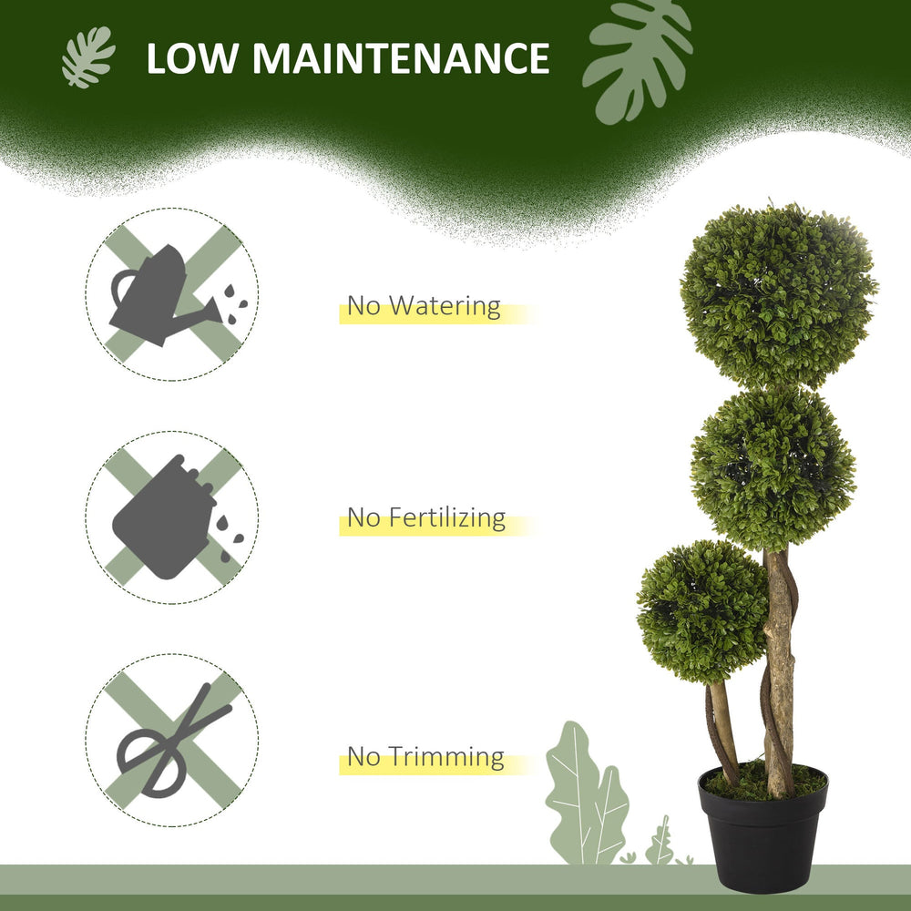 Artificial Plant for Home Decor Indoor & Outdoor Fake Plants Artificial Tree in Pot, 3 Ball Boxwood Topiary Tree for Home Office, Living Room Decor, Light Green Media 4