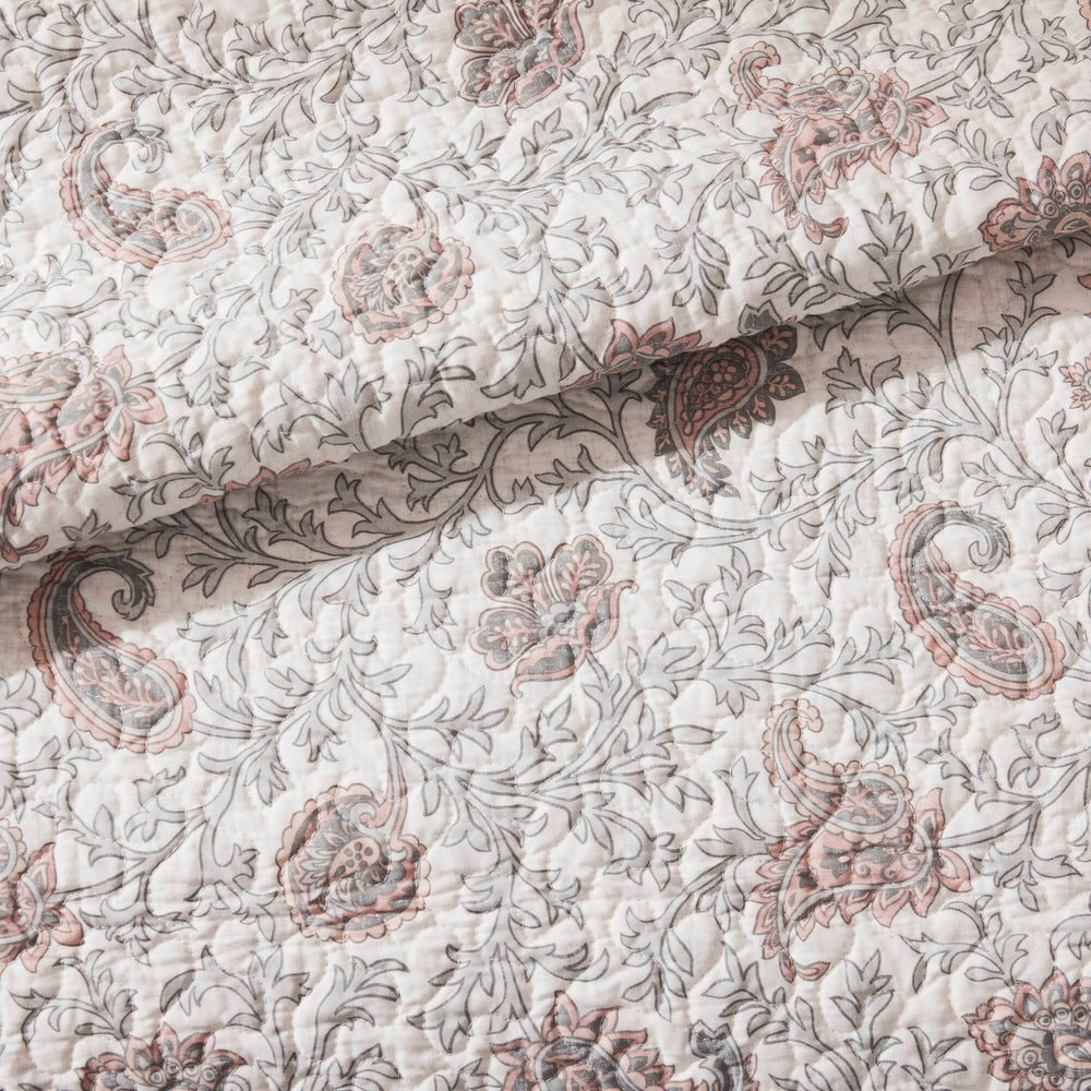 6 Piece Cotton Percale Quilt Set with Throw Pillows Blush King/Cal King Media 12