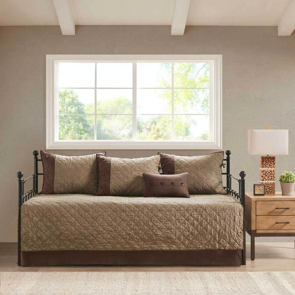 6 Piece Reversible Daybed Cover Set Brown Daybed Media 9