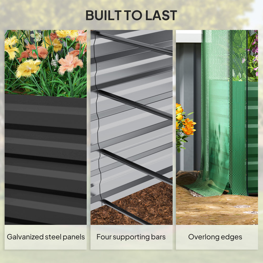 Raised Garden Bed,Galvanized Steel Planter Box with Crop Cage and Shade Cloth,for Flowers, Veggies and Herbs Media 3