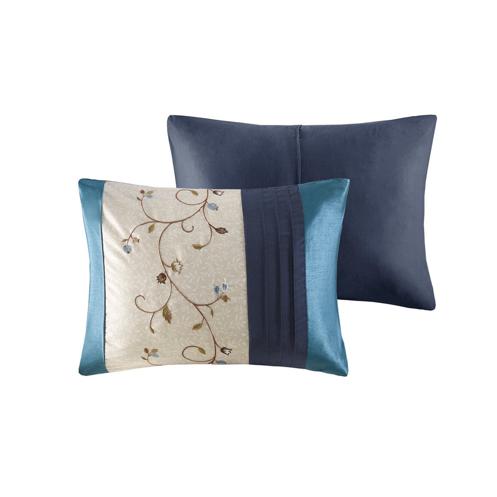 Embroidered 7 Piece Comforter Set Navy King Media 6