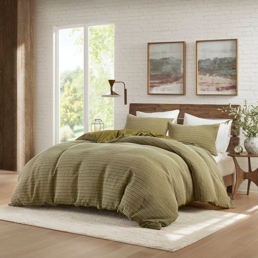 3PCS King/Cal King Waffle Washed Duvet Set Media 1