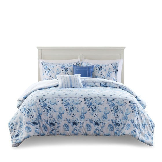 Twin/Twin XL Floral Striped Comforter Set Media 7