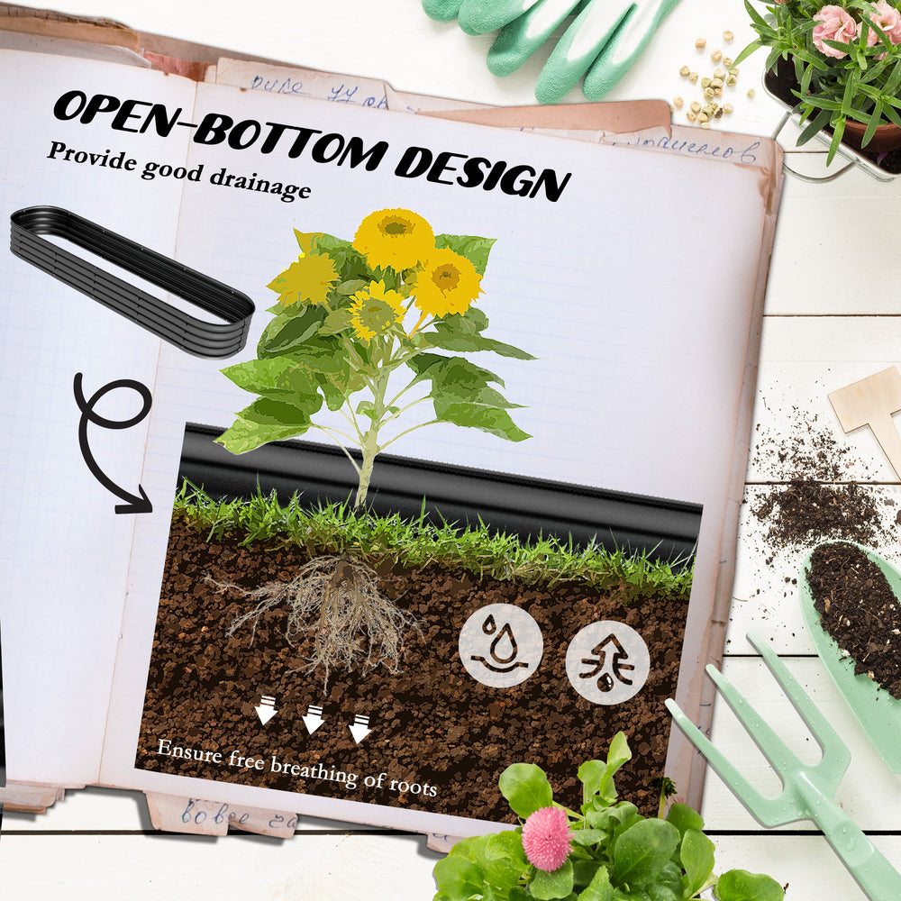 Metal Planter Box with Safety Edging,Galvanized Raised Garden Bed Kit Media 5