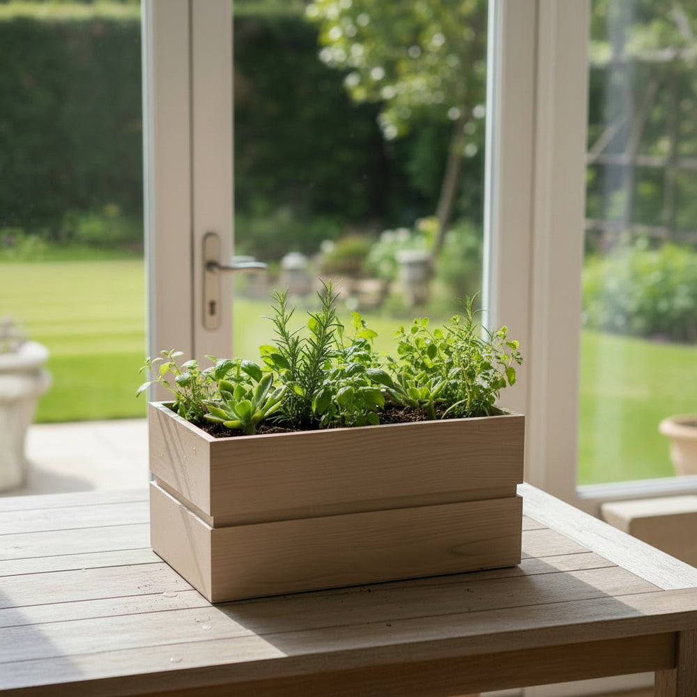 Rectanglar Terrace Planter Short - Ash Brown Media 3