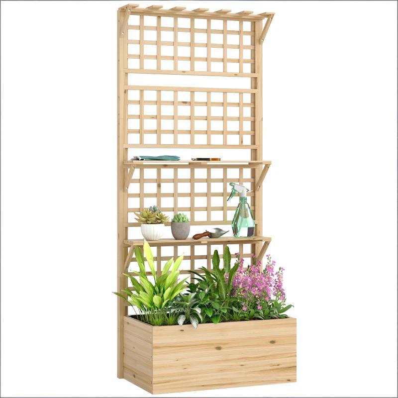 Garden Elevated Planter Box,Wooden Raised Garden Bed,Planter Box Media 8