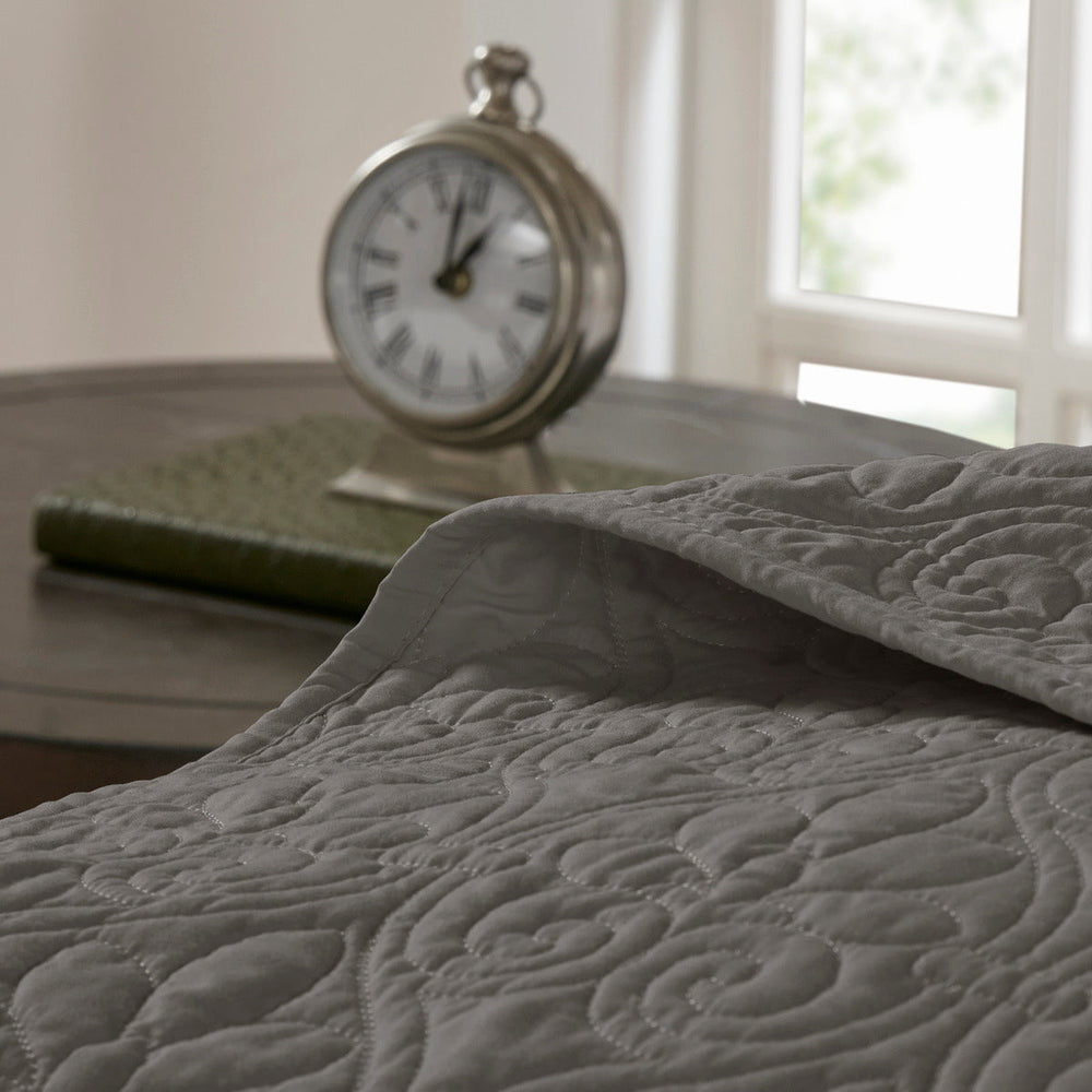 Reversible Bedspread Set Dark Grey King Media 3