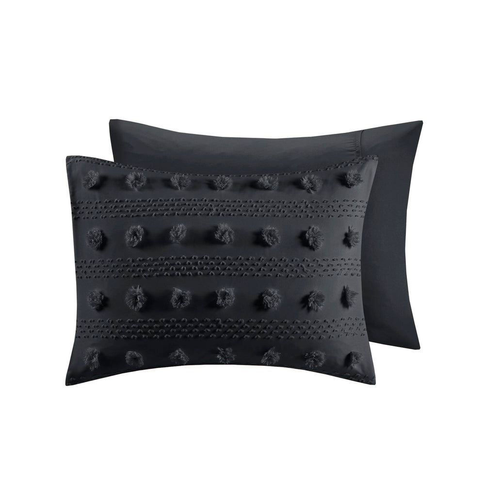 2 PCS Twin/Twin XL Clip Jacquard Duvet Cover Set Black Media 2
