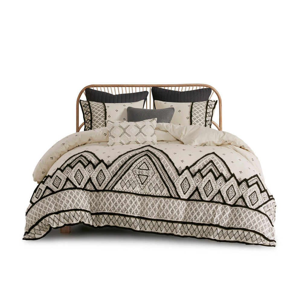 Full/Queen 3 Piece Flax and Cotton Blended Duvet Cover Set Media 3