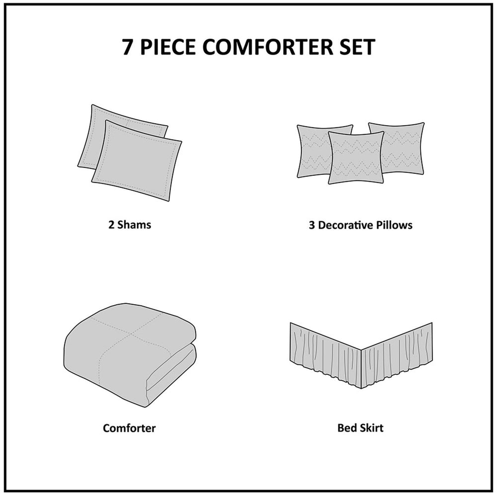 7 Piece Jacquard Comforter Set Navy King Media 3