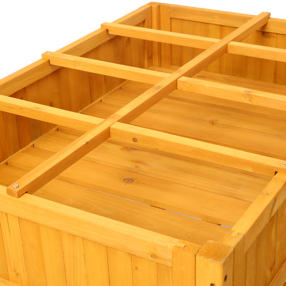 Elevated 8 Pocket Herb Garden Bed, Mobile Raised Customizable Wood Planter for Herbs, Vegetables, Flowers w/ Lockable Wheels, Storage Shelf, Drainage Holes Media 11