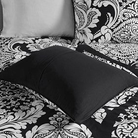 7 Piece Cotton Printed Comforter Set Black King Media 14