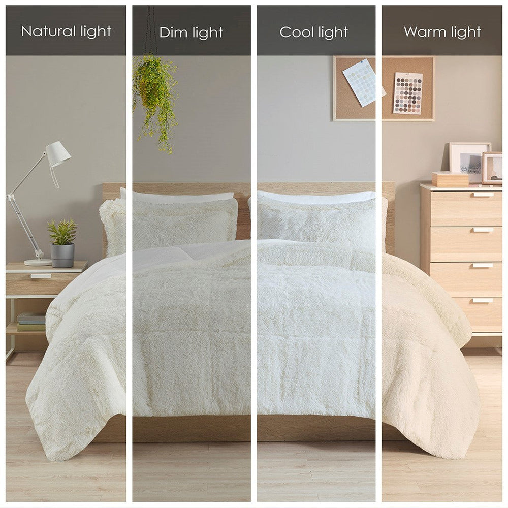 Twin/Twin XL Shaggy Long Fur Comforter Mini Set Media 8