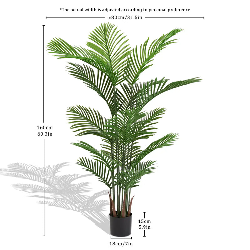 Artificial Areca Palm Plant 160cm Tall Faux Tropical Dypsis Lutescens Tree Green Plastic Indoor Outdoor Décor