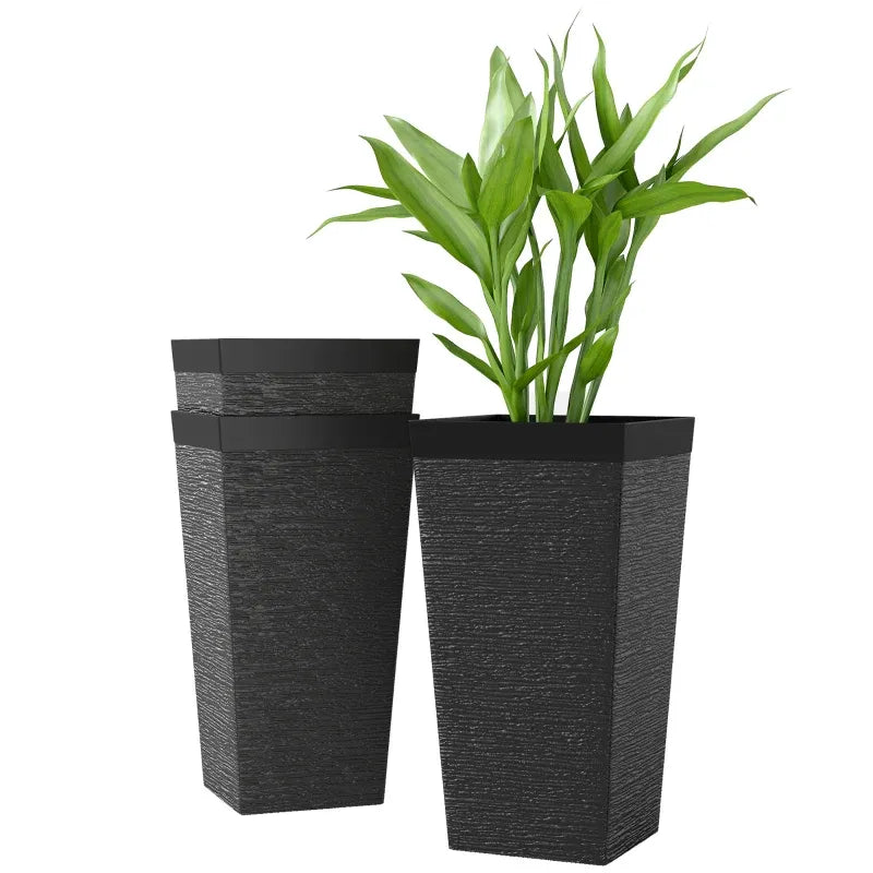 Modern Design Stackable Tapered Planters,Set of 3 Outdoor Planters Media 9