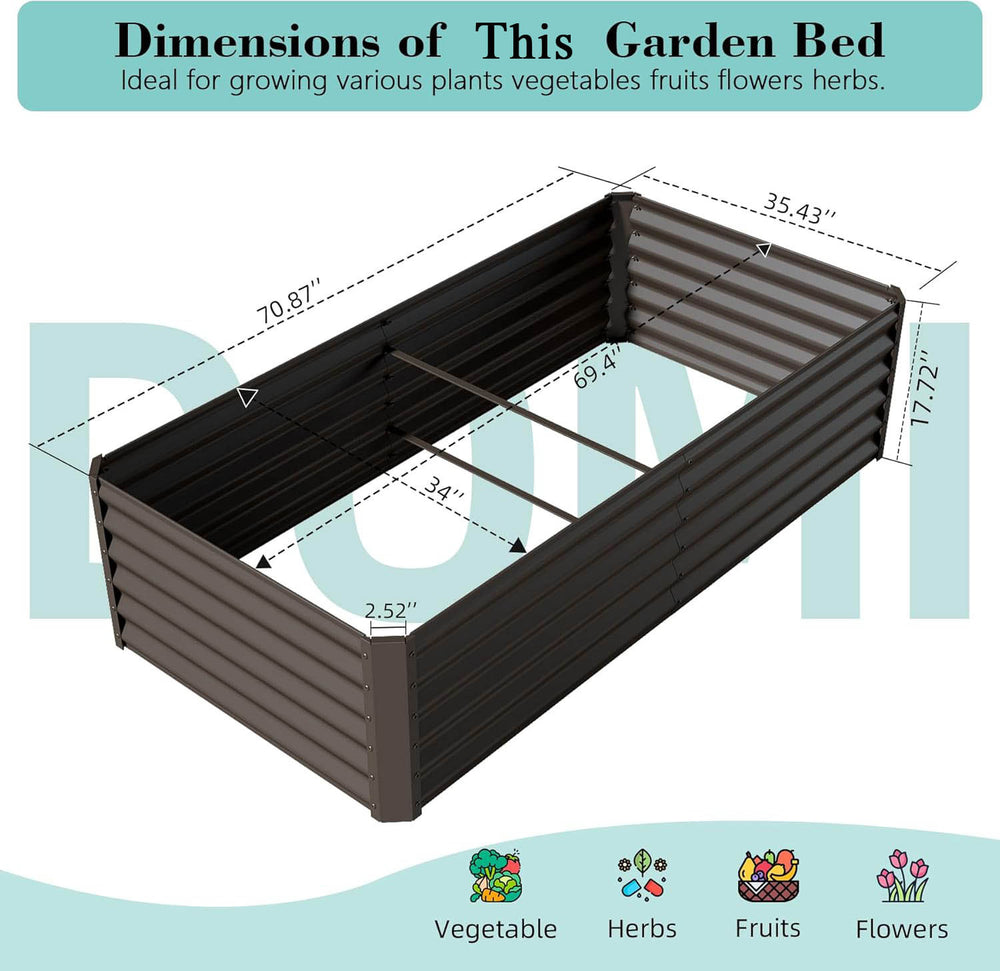 6x3x1.5ft Galvanized Raised Garden Bed, Outdoor Planter Garden Boxes Large Metal Planter Box for Gardening Vegetables Fruits Flowers, Brown Media 4