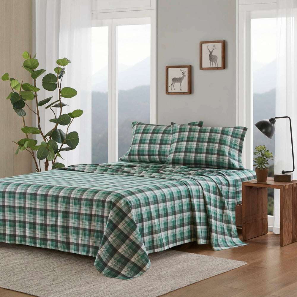4 PCS Twin Sheet Set Green Plaid Media 15