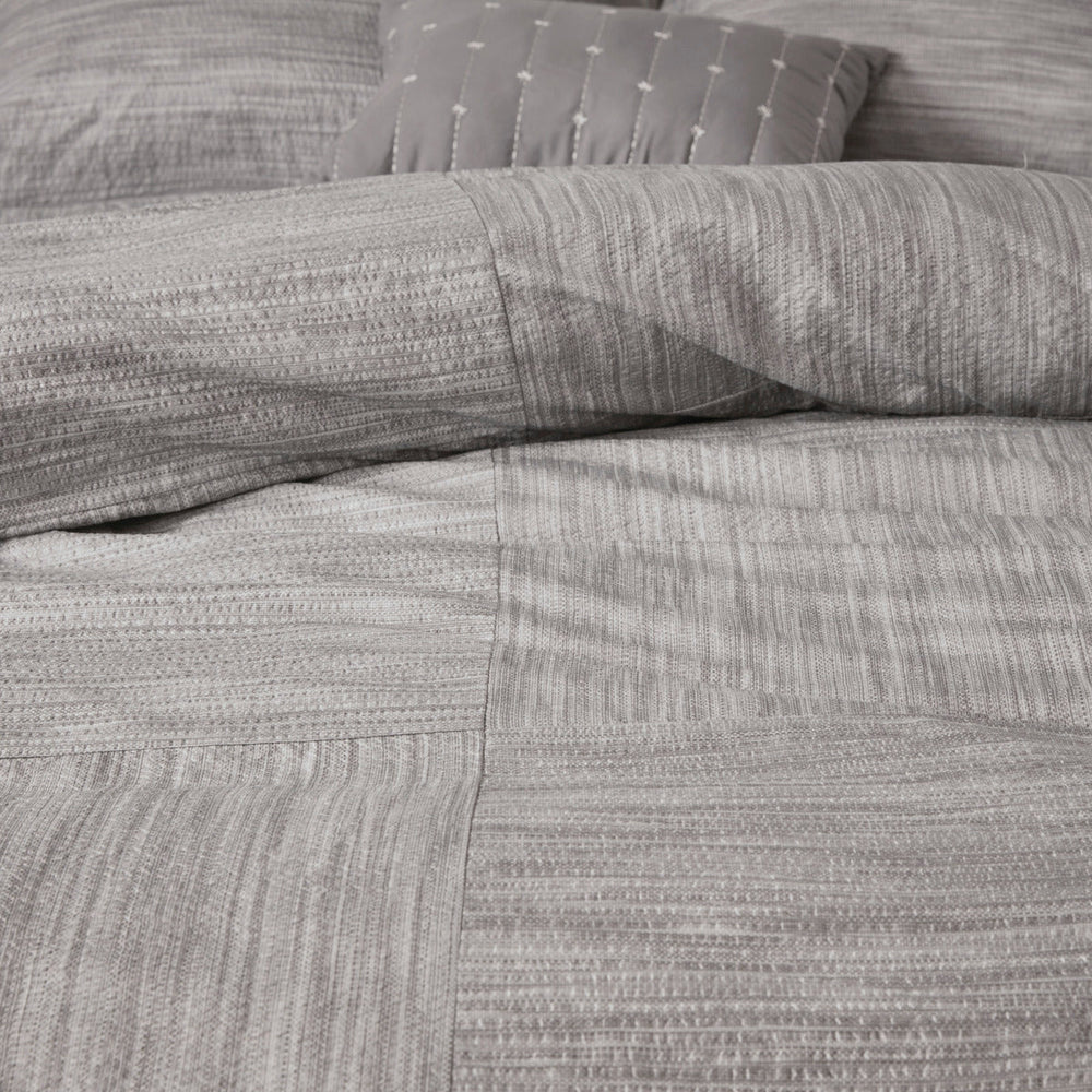7 Piece Printed Seersucker Comforter Set Grey Cal King Media 2