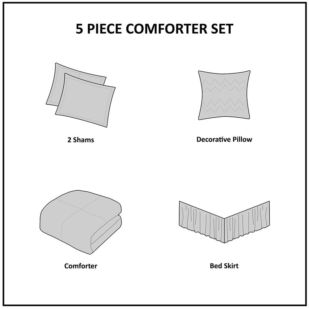 5 Piece   Ruffled Comforter Set White Queen Media 4