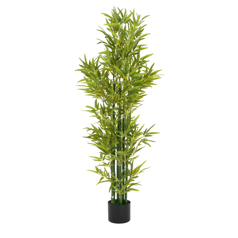 5' Artificial Bamboo with Black Plastic Pot, Set of 2