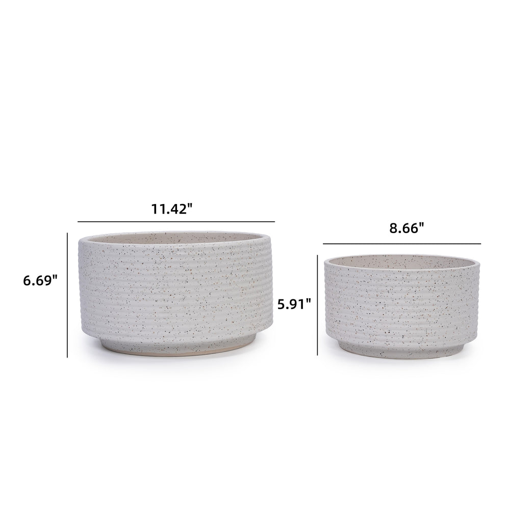 2 Pieces Ceramic Flowerpot, Modern Planter for Patio, Garden or Windowsills - Milk White Media 3