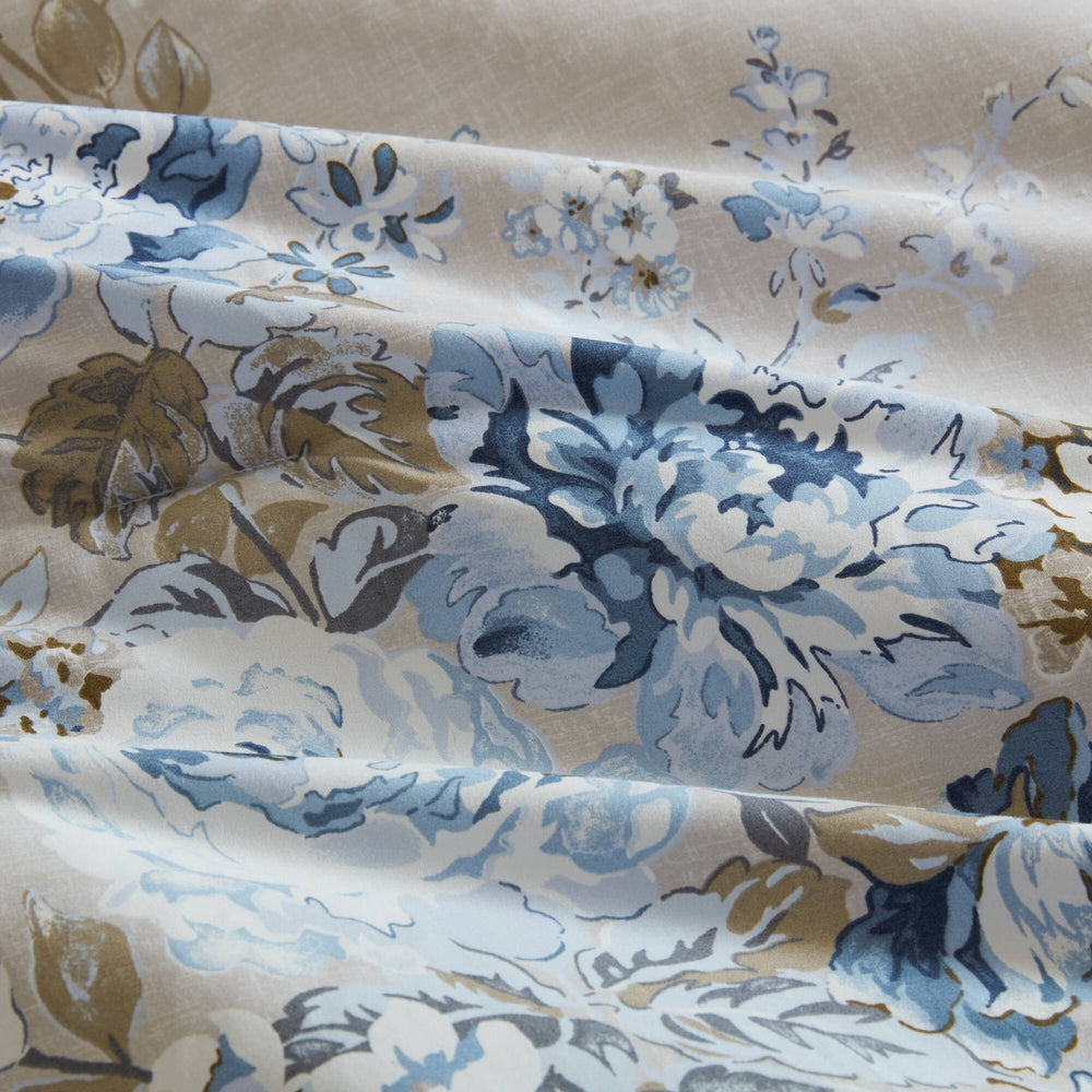 7-Piece Full 7 Piece Vin -inspired Collection floral print,Beige/Blue Media 18