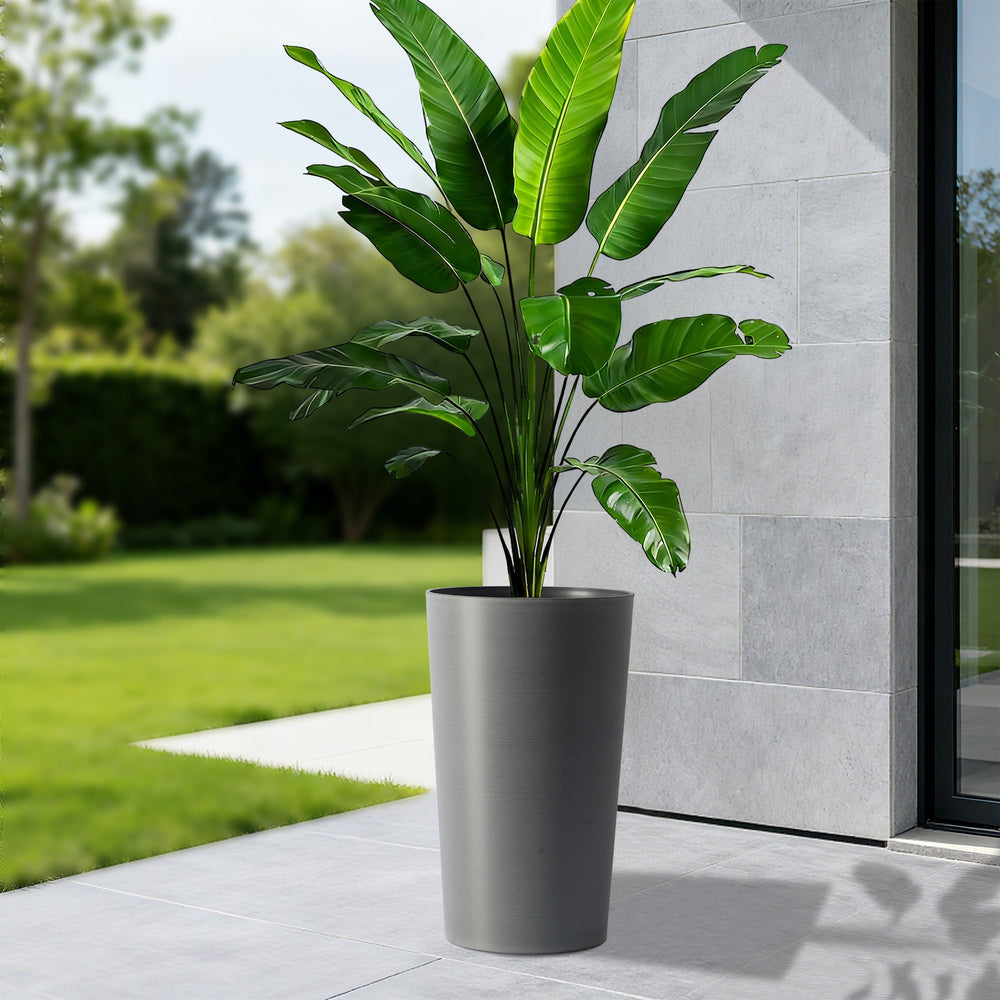 2 Pack Tall 21.7 in Planters for Outdoor Plants Modern Tall Square Planter Box Indoor Outdoor Porch Patio Flower Pot Modern Big Tapered Matte Tree Flower Pot for Garden, (Grey) Media 6