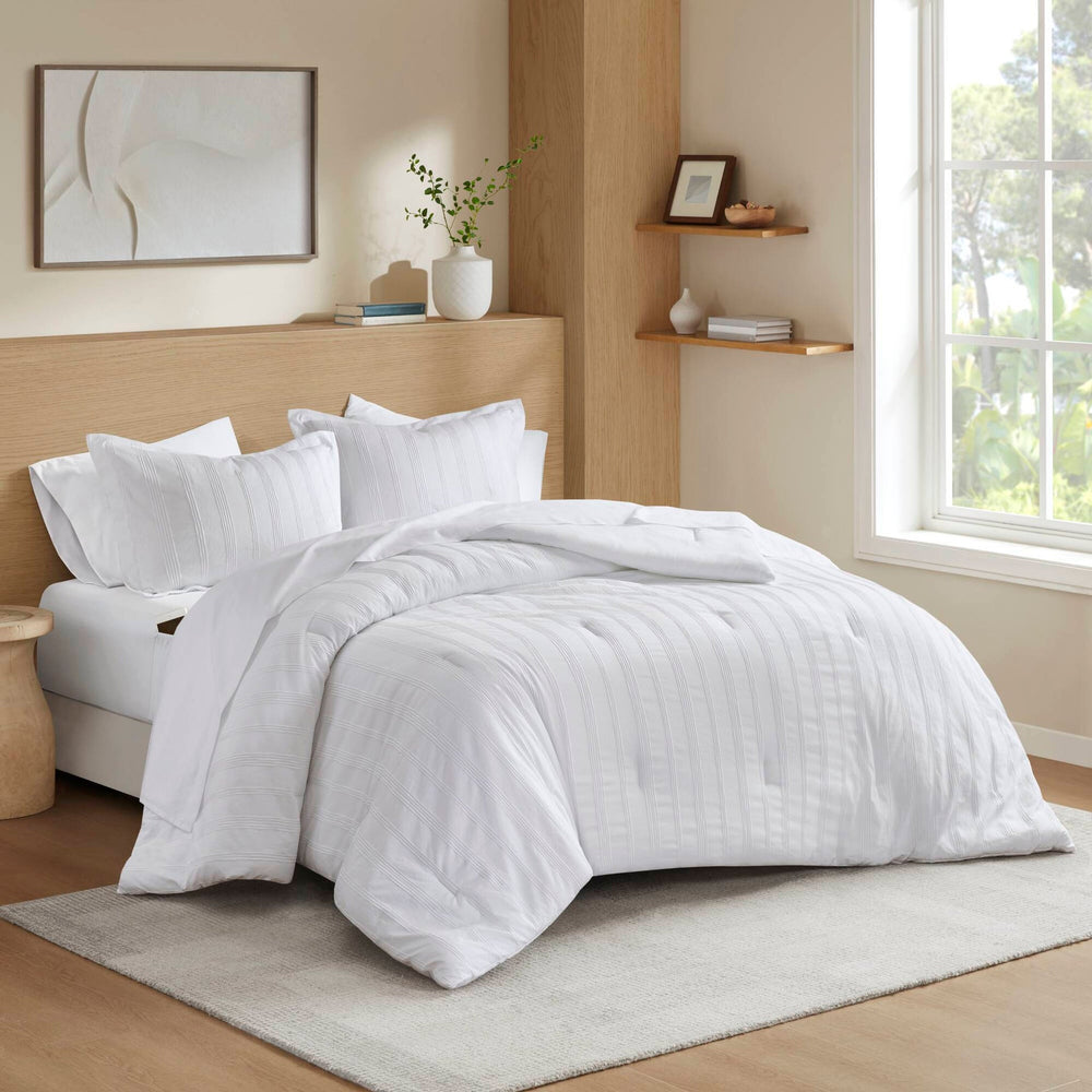 7-Piece Queen Woven Striped Comforter Set Media 1
