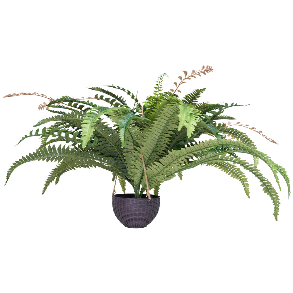 Artificial Ferns, Natural Spread Diameter 37-41 Inch, Large Hanging Fake Boston Ferns, Sunlight Resistant Fake Plant Wall Decor with 80 Branches and Flowerpot, Faux Fern for Home Office Outdoor Media 8