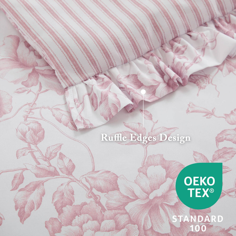 5 Pieces Full/Queen Comforter Set with Decorative Pillows,Pink Media 9