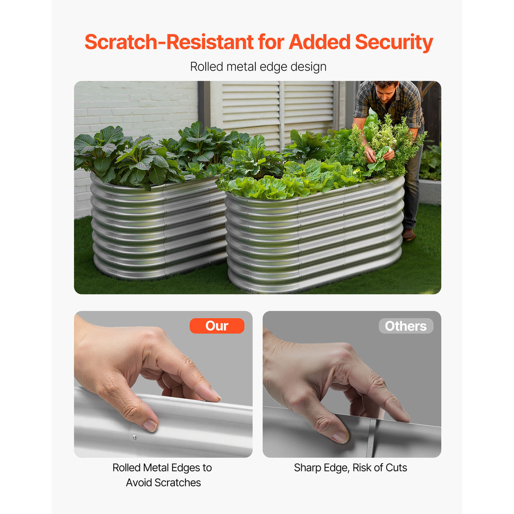 Metal Raised Garden Bed, 4 x 2 x 2 ft Oval Outdoor Galvanized Planter Garden Box, Open Bottom Design, Large Planter Raised Bed for Growing Vegetables, Flowers, and Succulents, Galvanized Color Media 4