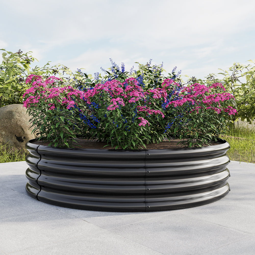 2PCS 47.24*11.4' Tall Round Raised Garedn Bed,Metal Raised Beds for Vegetables, Outdoor Garden Raised Planter Box, Backyard Patio Planter Raised Beds for Flowers, Herbs, Fruits Black Media 5