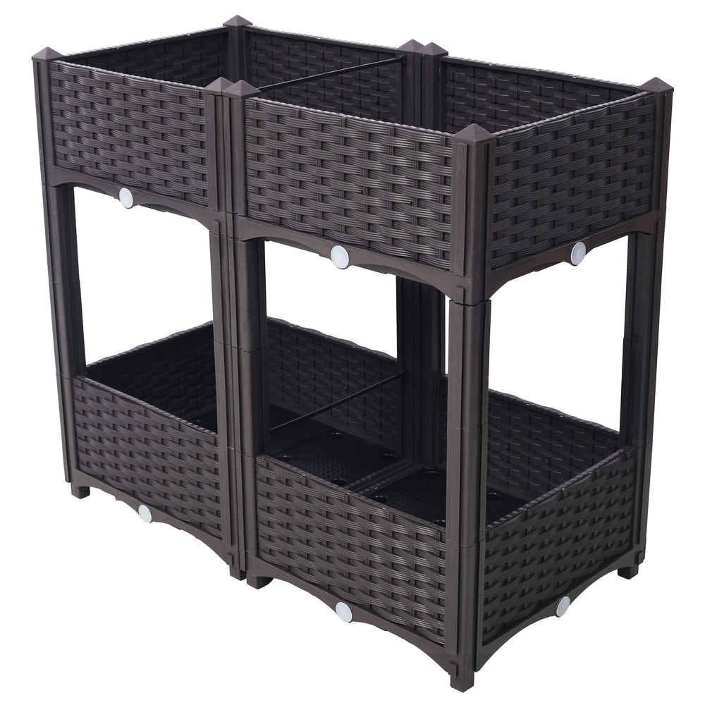 Planter Raised Beds - Elevated Planter Garden Box with Drainage Plug Raised Garden Beds for Vegetable/Flower/Herb Outdoor Standing Planter Beds Gardening Kit,Brown,31.5'x15.7'x27.7' Media 1