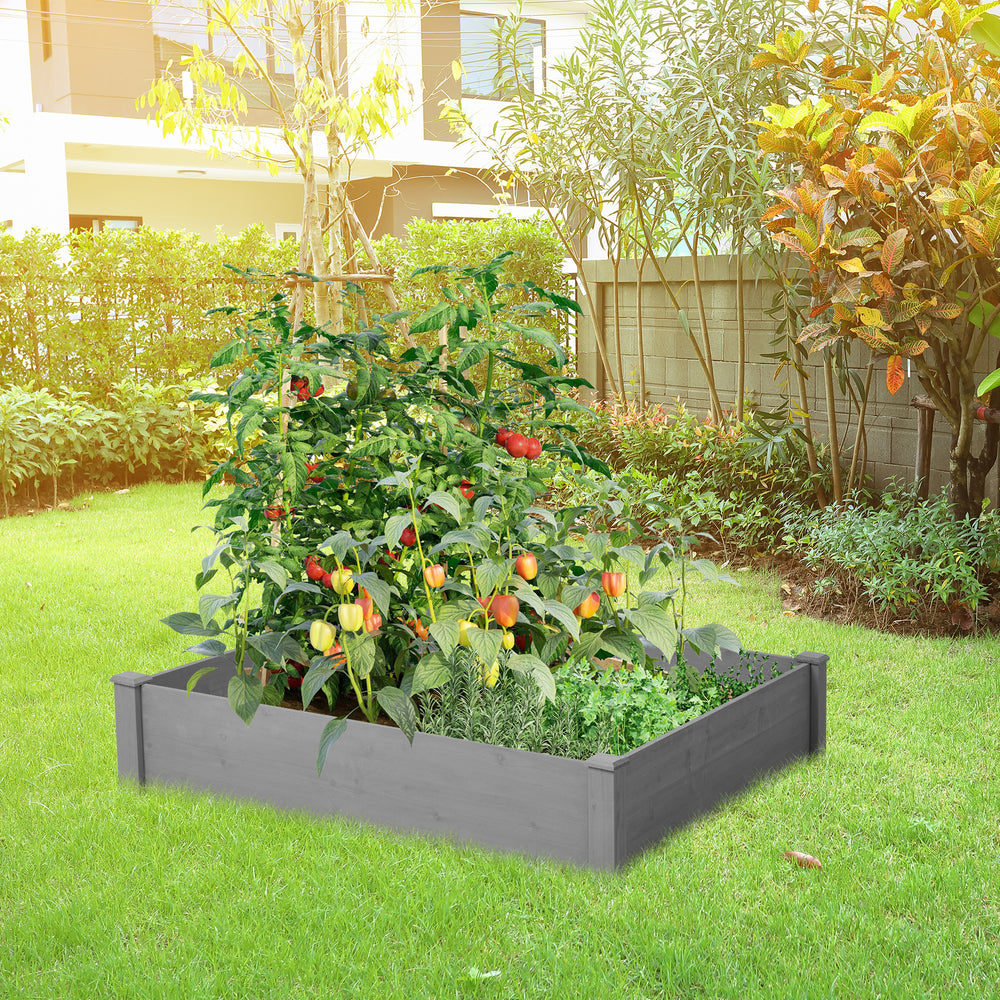 Raised Garden Bed 48x48x10'', Outdoor Wood Planter Box Over Floor, Tool-Free Assembly Media 9