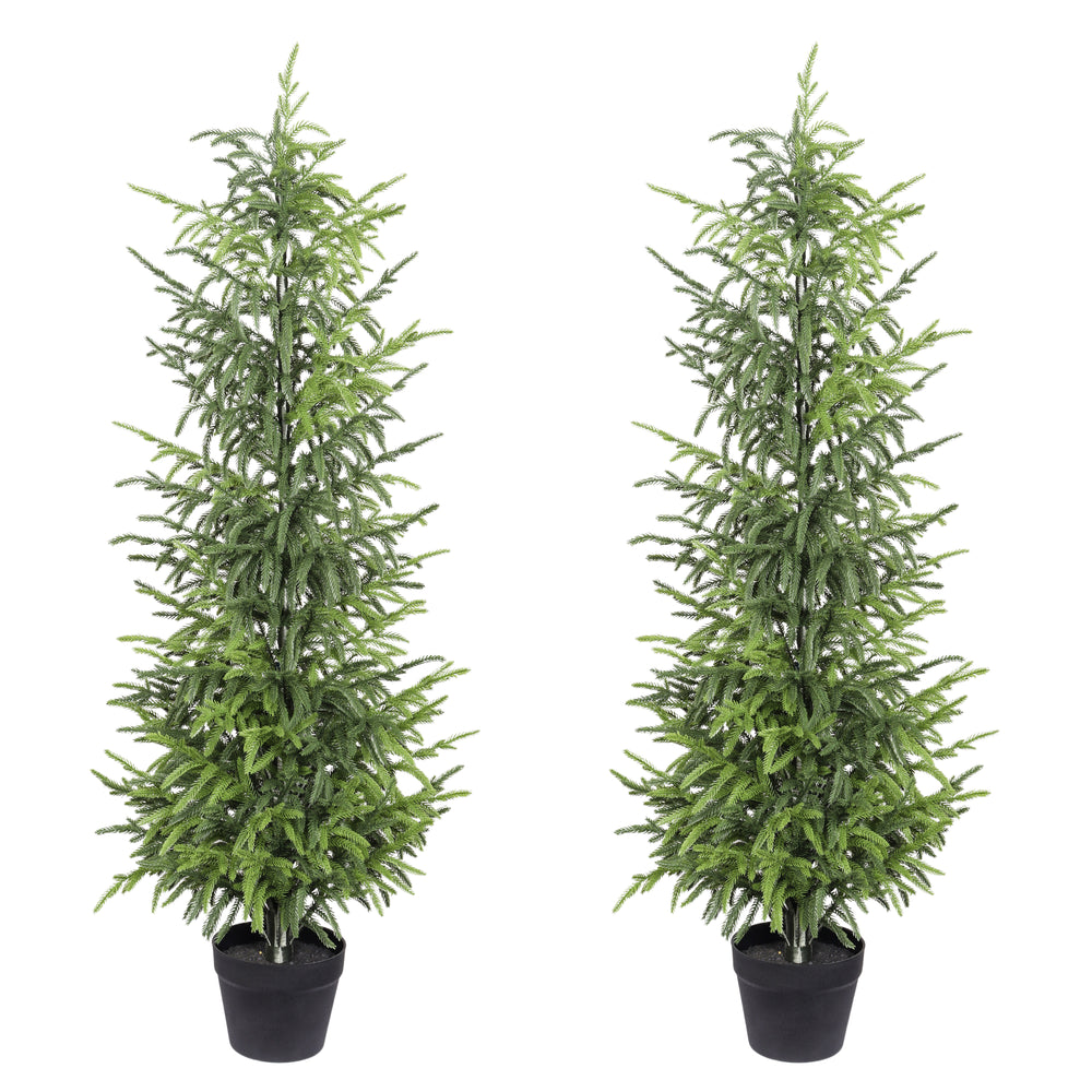 5' Artificial Real Touch Pine Tree in Black Plastic Pot, 2pc/set Media 6
