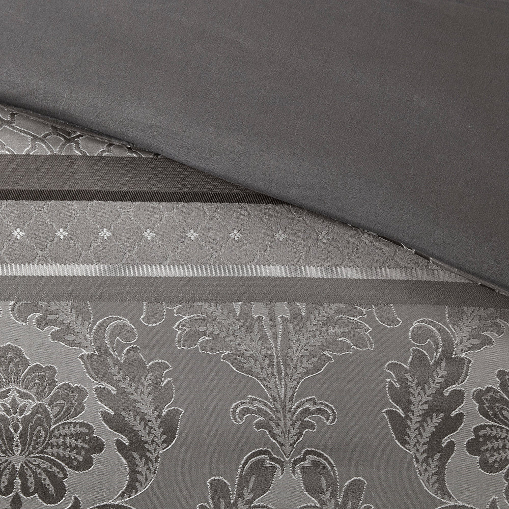 7 Piece Jacquard Comforter Set Grey Queen Media 3