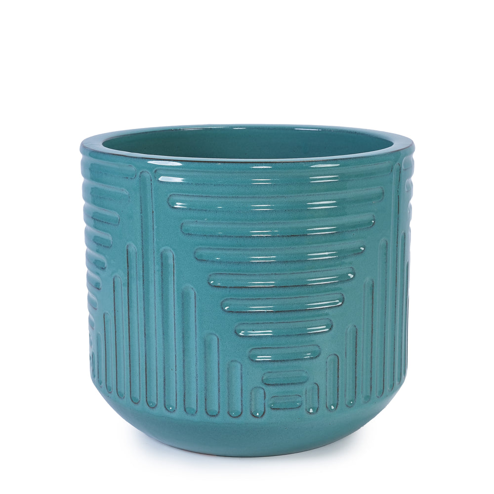 Ceramic Flowerpot, Modern Planter for Patio, Garden, Windowsill - Cyan Media 6