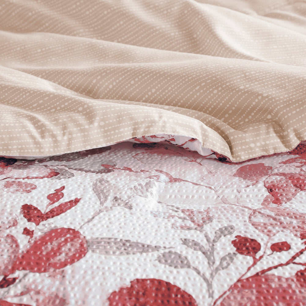 3-Piece King/Cal King Reversible Floral Botanical Seersucker Comforter Set,Pink Media 4