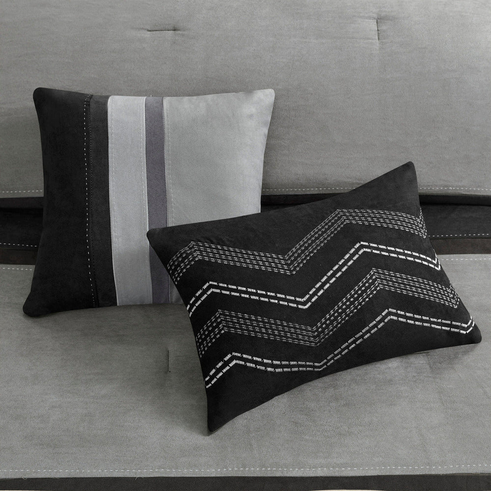 7 Piece Faux Suede Comforter Set Black King Media 2